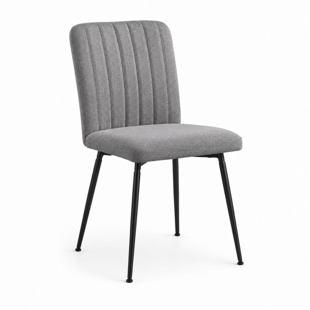 Chaise de salle à manger grise en polyester avec pieds en acier 46 x 55 x 86 cm