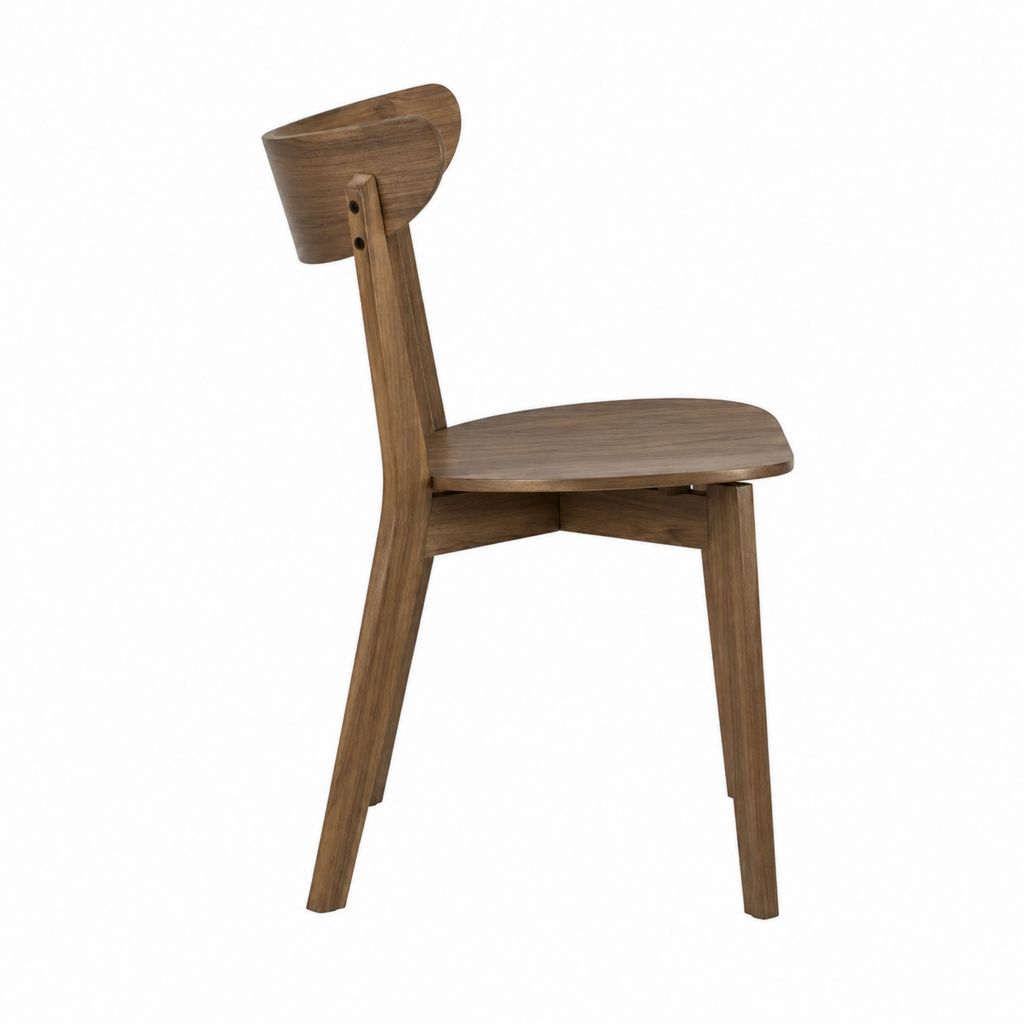 Chaise de salle à manger marron en bois massif avec dossier incurvé 80 cm