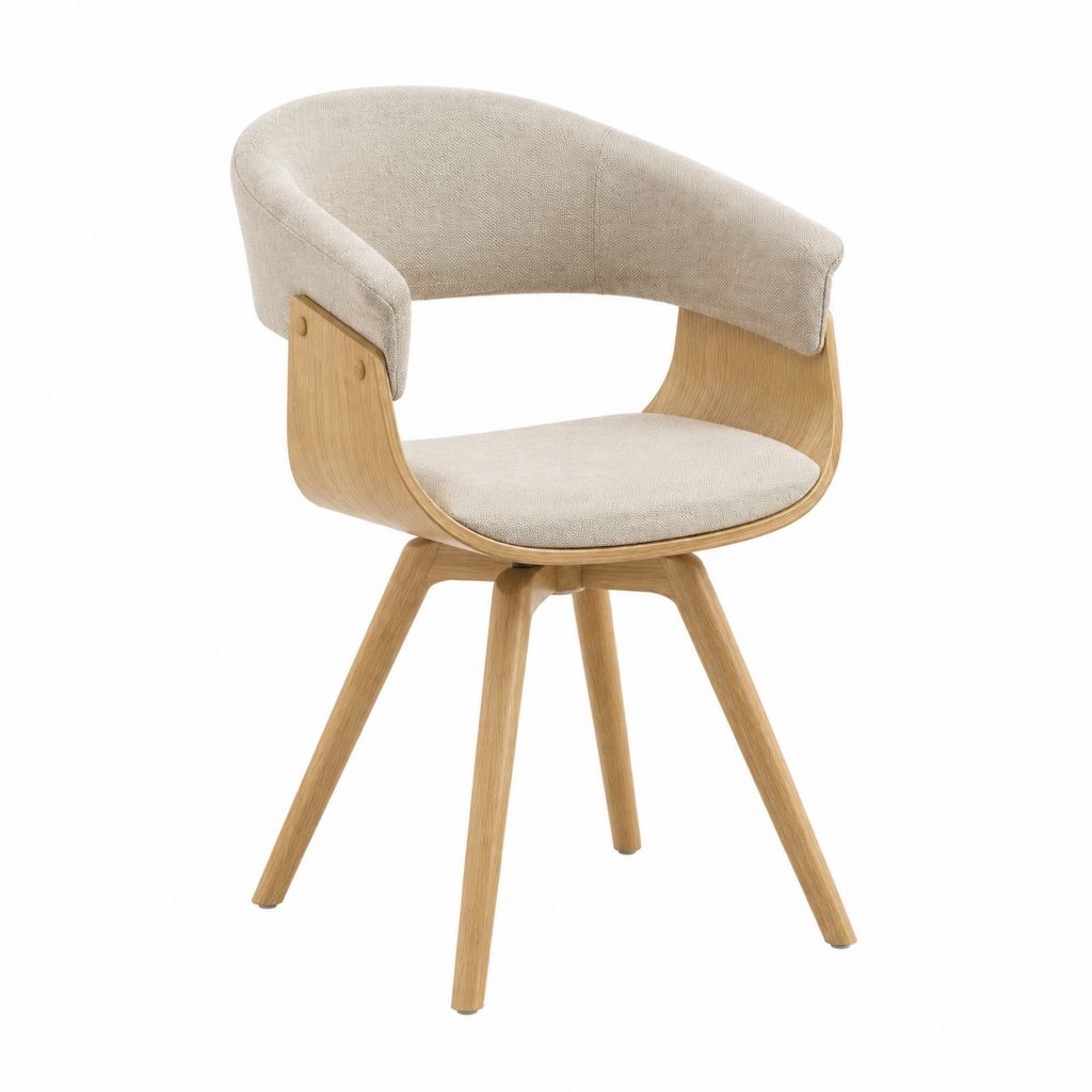 Chaise de salle à manger avec accoudoirs beige et chêne en contreplaqué 57 x 56 x 82 cm