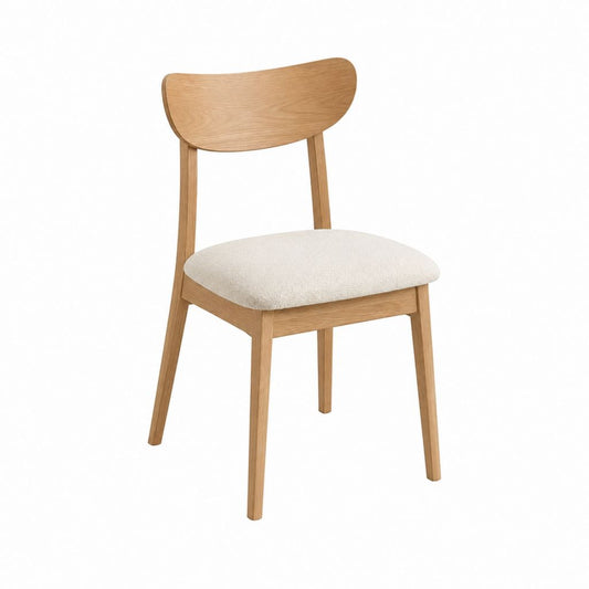 Chaise de salle à manger chêne naturel beige en polyester bouclé 48 x 55 x 78 cm