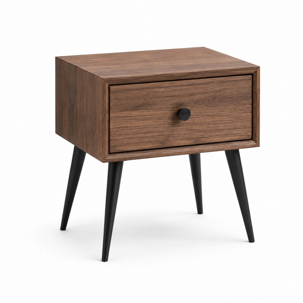 Table de chevet à tiroir marron effet noyer en panneaux de particules 40 x 35 x 55 cm