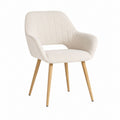 Chaise de salle à manger avec accoudoirs écrue en polyester bouclé et hêtre massif 57 x 60 x 82 cm