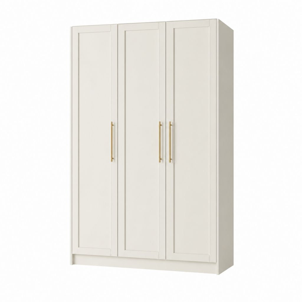 Armoire penderie 3 portes blanche en panneaux de particules mélaminés 120 x 52 x 200 cm