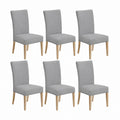Lot de 6 chaises de salle à manger grises en polyester pieds en hêtre 42 x 52 x 95 cm