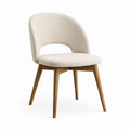 Chaise de salle à manger crème en polyester bouclé et hévéa massif 50 x 56 x 78 cm