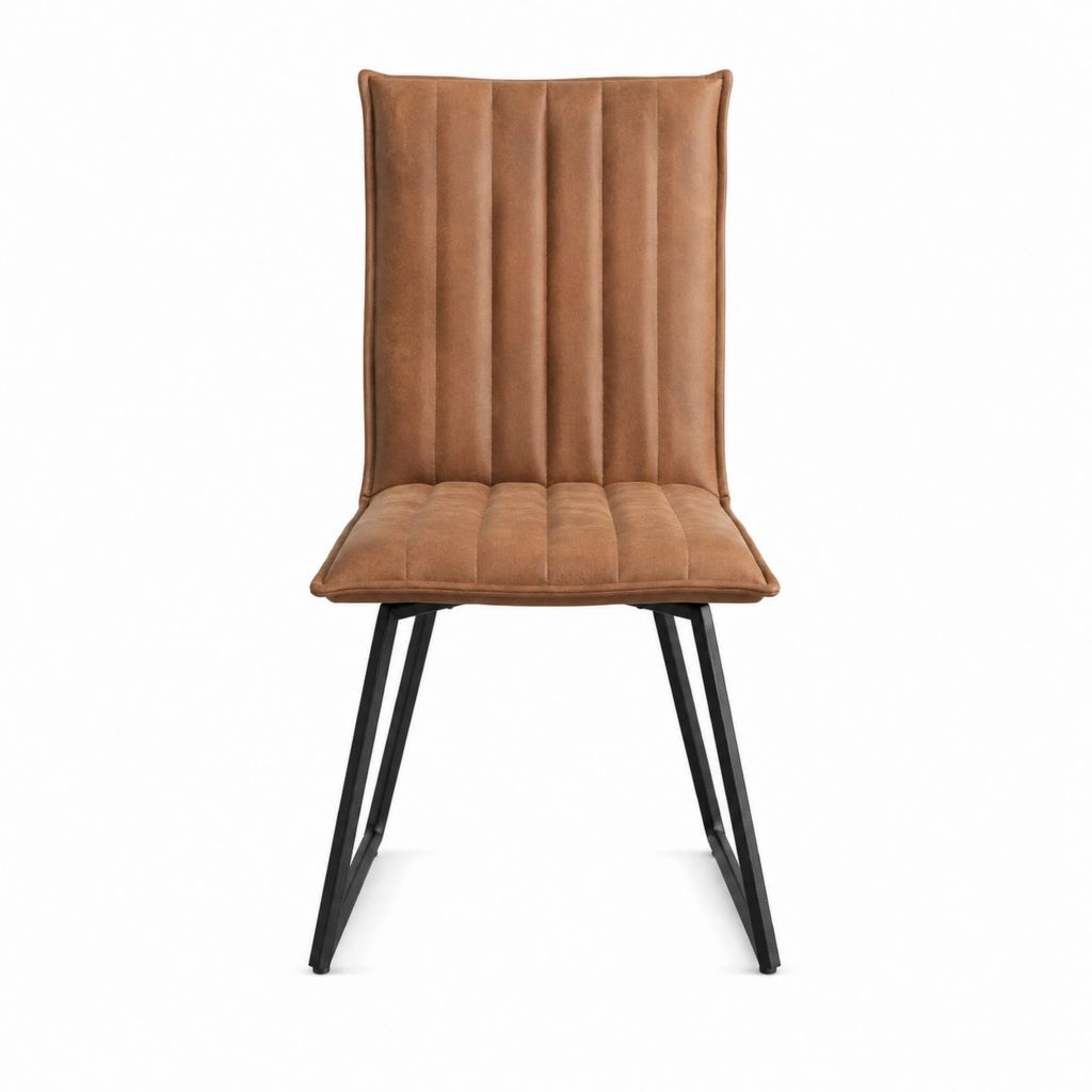 Chaise de salle à manger marron en microfibre polyester avec pieds en acier 46 x 59 x 98 cm