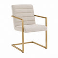 Chaise de salle à manger avec accoudoirs beige en polyester et acier 56 x 61 x 86 cm