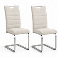 Lot de 2 chaises de salle à manger beige en polyester et acier inoxydable 44 x 57 x 98 cm