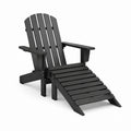 Fauteuil Adirondack avec repose-pieds rétractable noir en PEHD 145 x 78 x 95 cm
