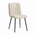Chaise de salle à manger beige en polyester bouclette à dossier arrondi pieds en acier 48 x 57 x 84 cm