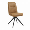 Chaise de salle à manger pivotante camel en microfibre polyester avec piètement acier noir 48 x 60 x 88 cm