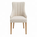 Chaise de salle à manger capitonnée beige en polyester avec pieds en bois massif 56 x 62 x 104 cm