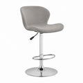 Tabouret de bar pivotant gris en polyester et acier chromé à dossier incurvé réglable 49 x 52 x 91-112 cm