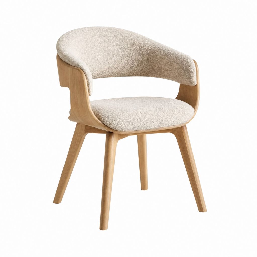 Chaise de salle à manger avec accoudoirs beige et chêne massif 58 x 55 x 78 cm