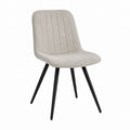 Chaise de salle à manger grège en polyester avec pieds en acier noir dossier arrondi 48 x 55 x 82 cm
