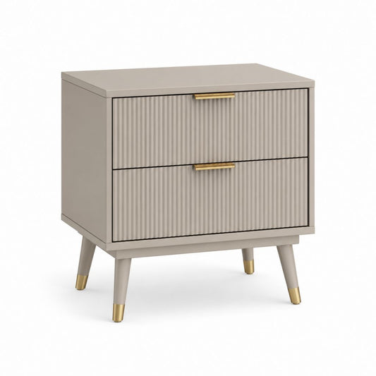 Table de chevet 2 tiroirs taupe en MDF rectangulaire 60 x 40 x 60 cm