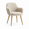 Chaise de salle à manger avec accoudoirs beige en polyester bouclette et bois massif 58 x 60 x 82 cm