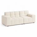 Canapé droit 4 places crème en polyester côtelé 240 x 95 x 78 cm