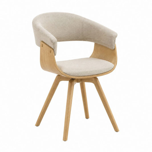 Chaise de salle à manger avec accoudoirs beige et chêne en contreplaqué 57 x 56 x 82 cm
